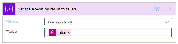 Screenshot of Set variable action.