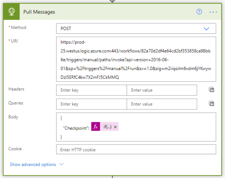 Screenshot of Pull messages.