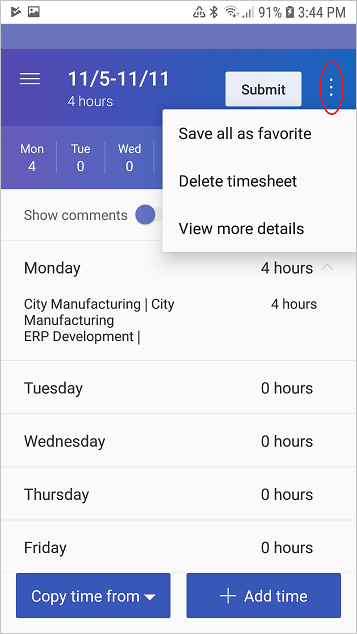 Screenshot of View more details command in the mobile app.