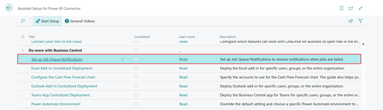 Shows new Set up Job Queue Notifications assisted setup guide. Shows new Set up Job Queue Notifications assisted setup guide.