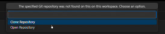 Option to clone or open a GitHub repo. Option to clone or open a GitHub repo.