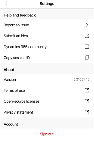 Settings panel.