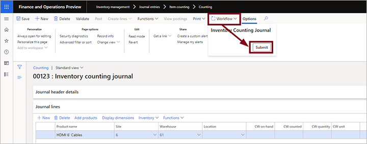 Screenshot of submitting a journal for approval.