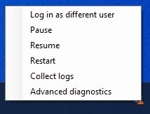 Screenshot showing the context menu of the Global Secure Access client.