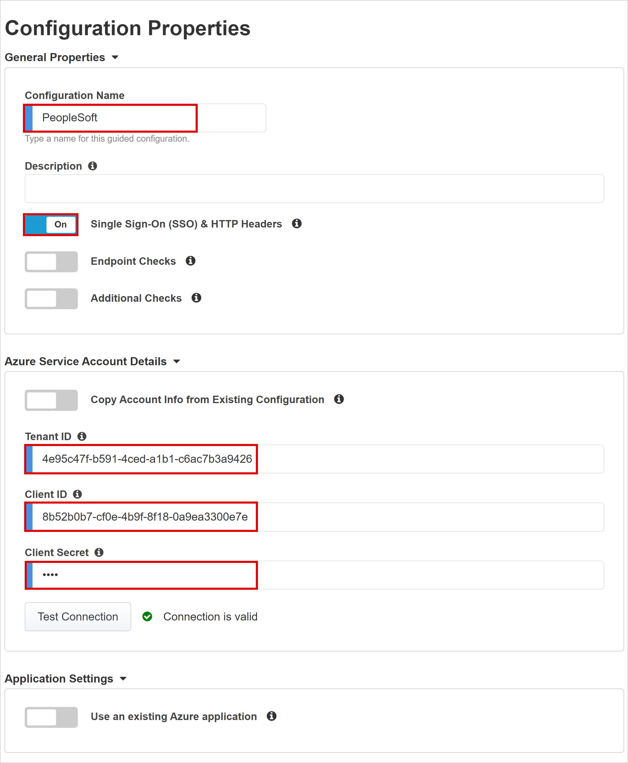 Screenshot of options and selections for Configuration Properties.