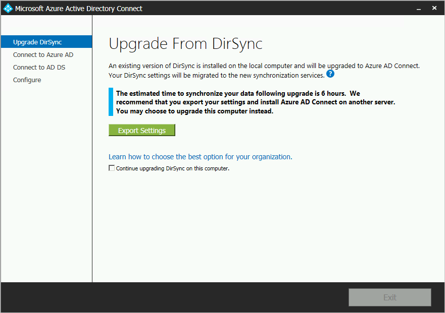 Screenshot that shows that the analysis is complete and the Export settings button.