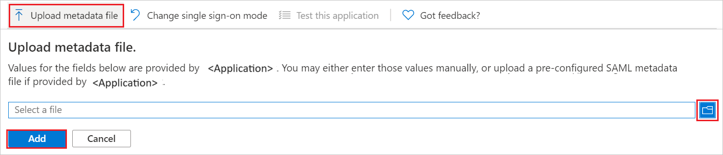 Screenshot shows how to choose and browse metadata file.