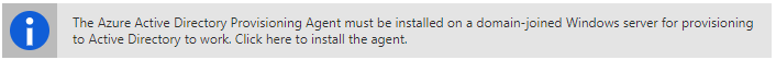 Screenshot of provisioning agent informational.