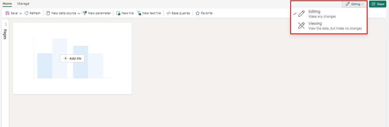 Screenshot showing the toggle to Edit mode.