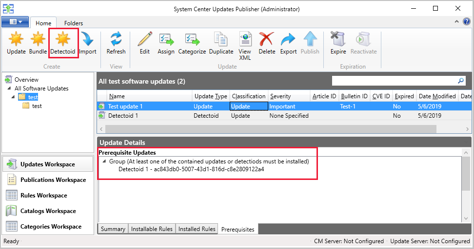 Update prerequisites using a detectoid