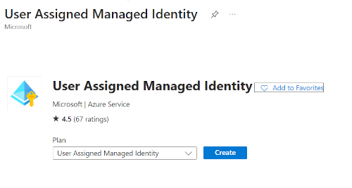 Screenshot of creating a User Assigned Managed Identity resource in the Azure portal.