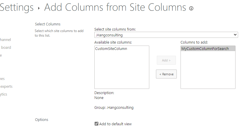 Add site column to library.
