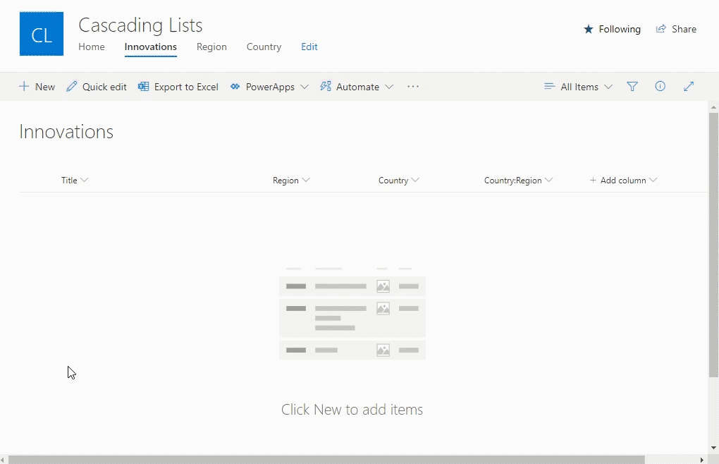 Working with Cascading Lists in SharePoint and Power App