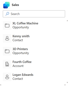 Screenshot showing search pop-up for the Sales agent in new Outlook.