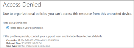 The access denied message.
