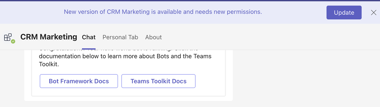 Screenshot that shows bot app context.