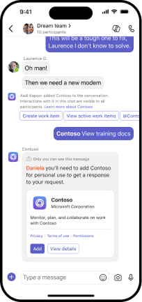 The image shows the bot interaction when user @mentions bot on mobile