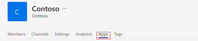 Screenshot shows the selection of Apps tab under Contoso.