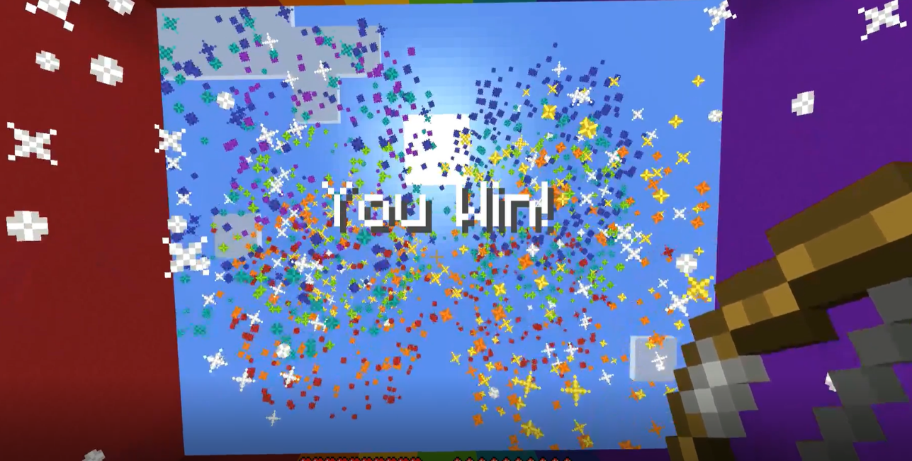 The sample parkour map's finish line
