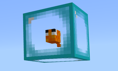 An image showing a bubble block containing a fish.