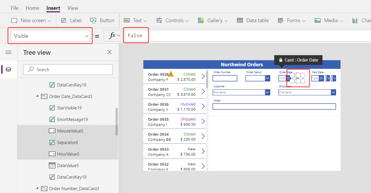 Set Visible property to false for the control.