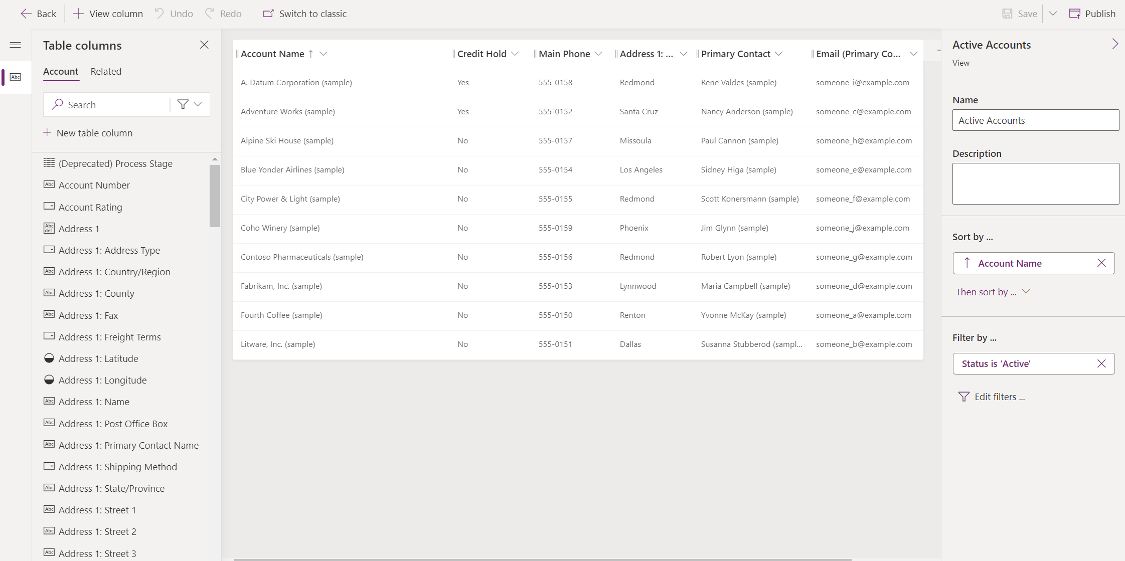 Configure views in model-driven apps