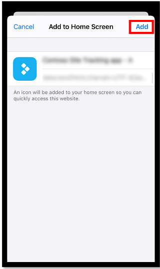 Select Add to add to Home screen.