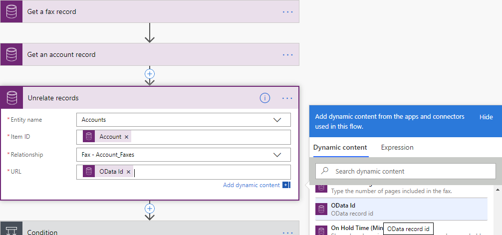 Dynamic content from previous steps Dynamic content from previous steps.