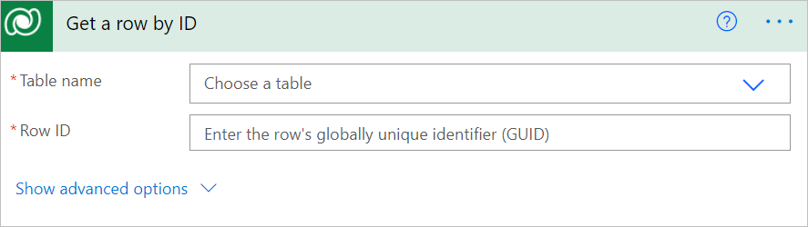 Select Get a row by ID action Select Get a row by ID action.