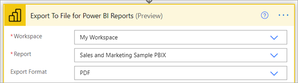 Screenshot of the export to file for Power BI reports.