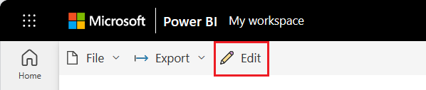 Screenshot that shows how to switch to the Editing view of a report canvas.