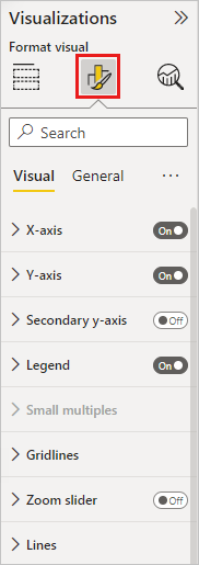 Screenshot showing Visualization pane with the Format icon selected.