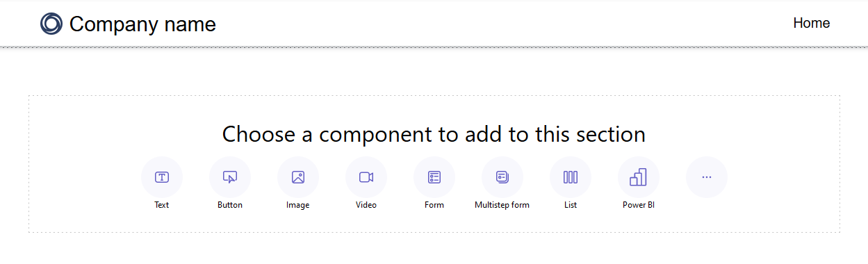 The add component menu options.