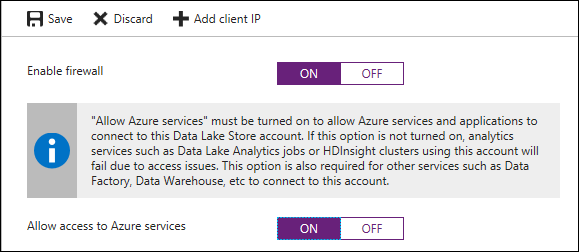 Firewall settings in Data Lake Storage Gen1