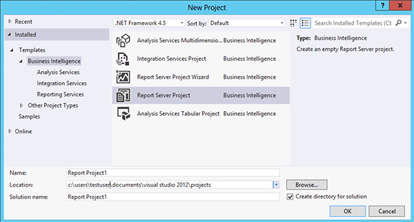 New Project template dialog box New Project template dialog box