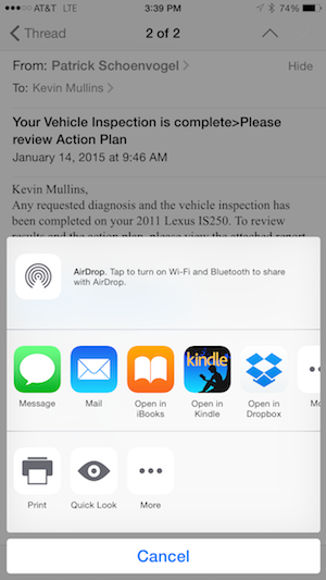 An example of document type icons