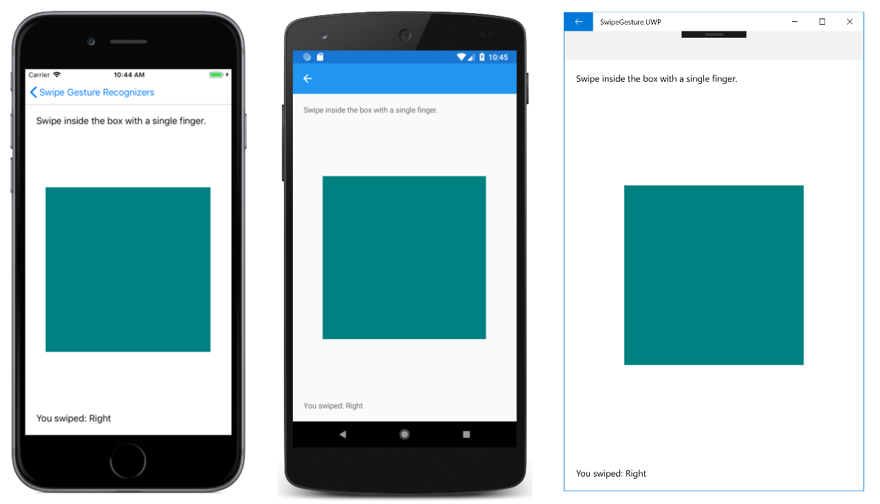 SwipeGesture application screenshot