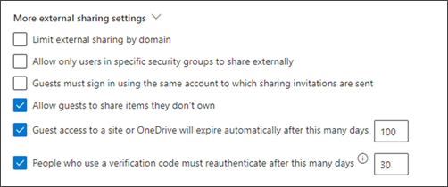 More external sharing settings