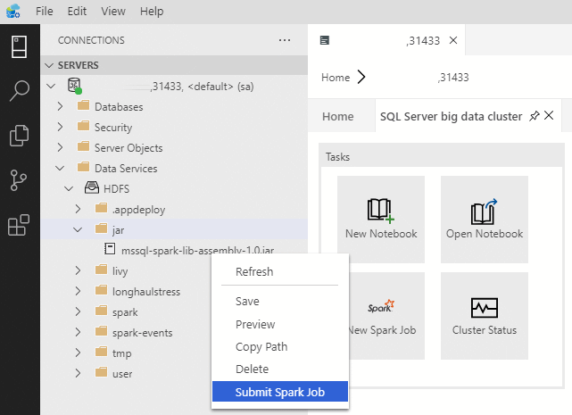 Submit menu by right-click cluster