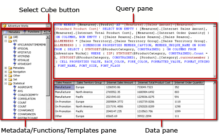 Analysis Services MDX query designer, query view Analysis Services MDX query designer, query view