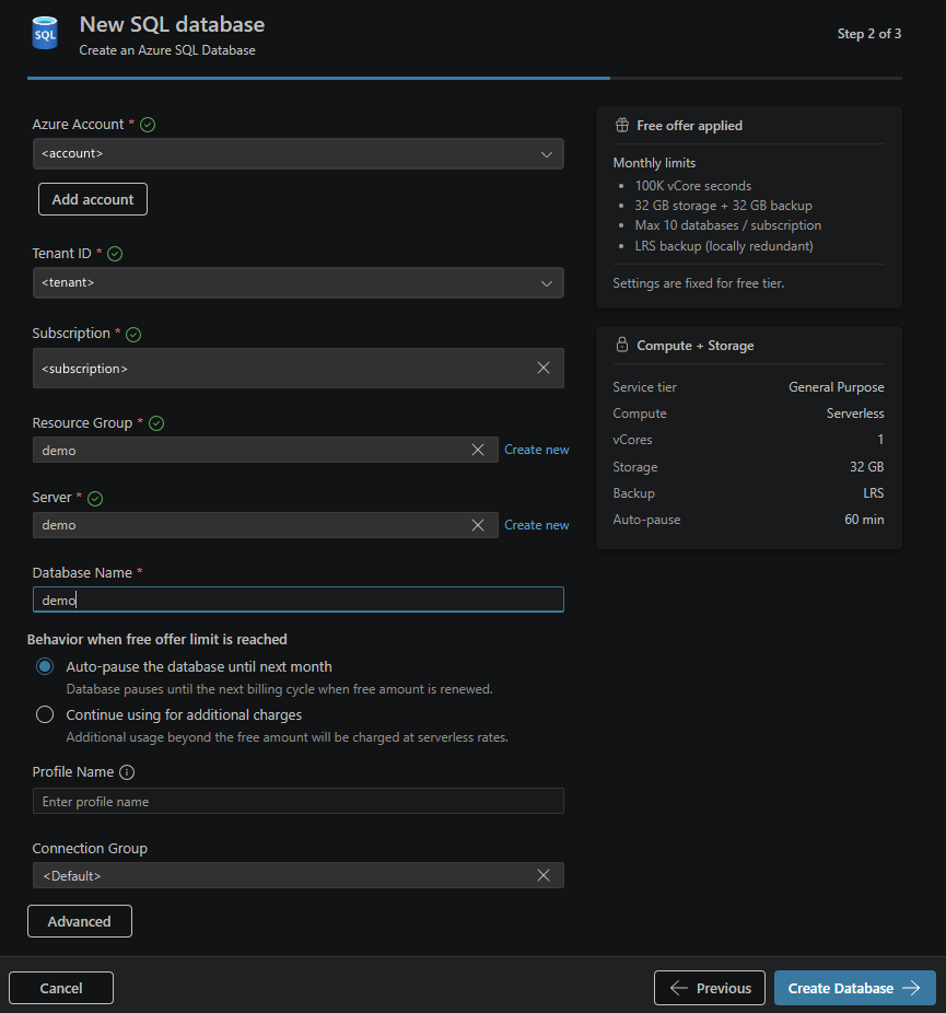 Screenshot showing the Create screen.