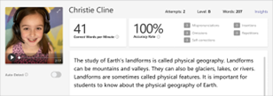 Screenshot of the review pane of Reading Progress.