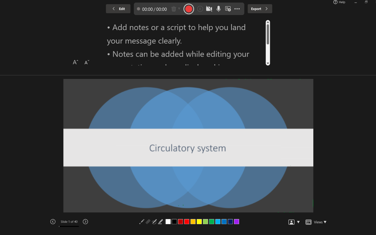 Screenshot of Recorder tools in PowerPoint.