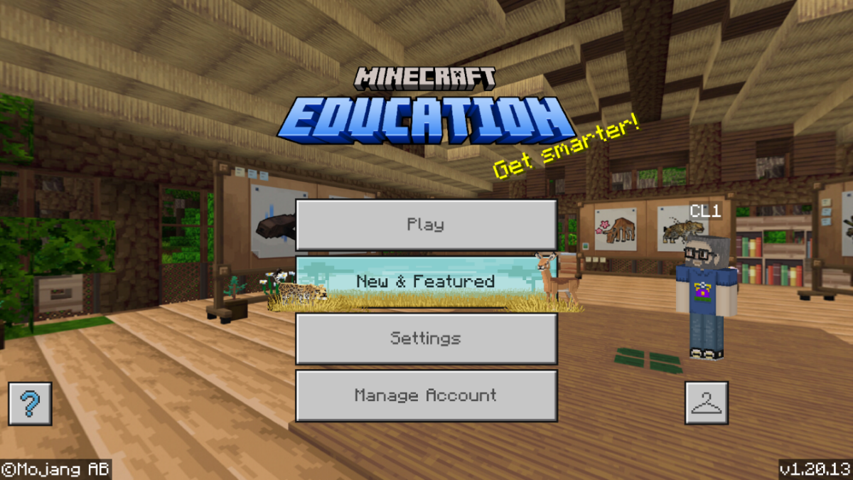 Screenshot of the Minecraft Education home page.