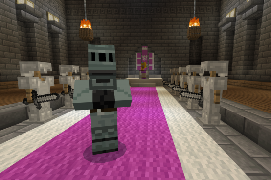 Screenshot of spawn point in the Minecraft Education Mindful Knight world.