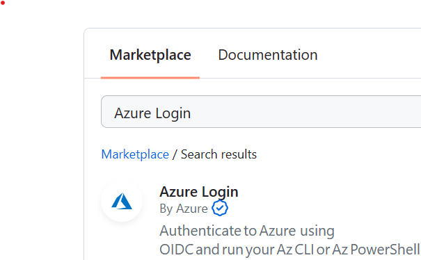 Screenshot that shows results for the Azure Login search.
