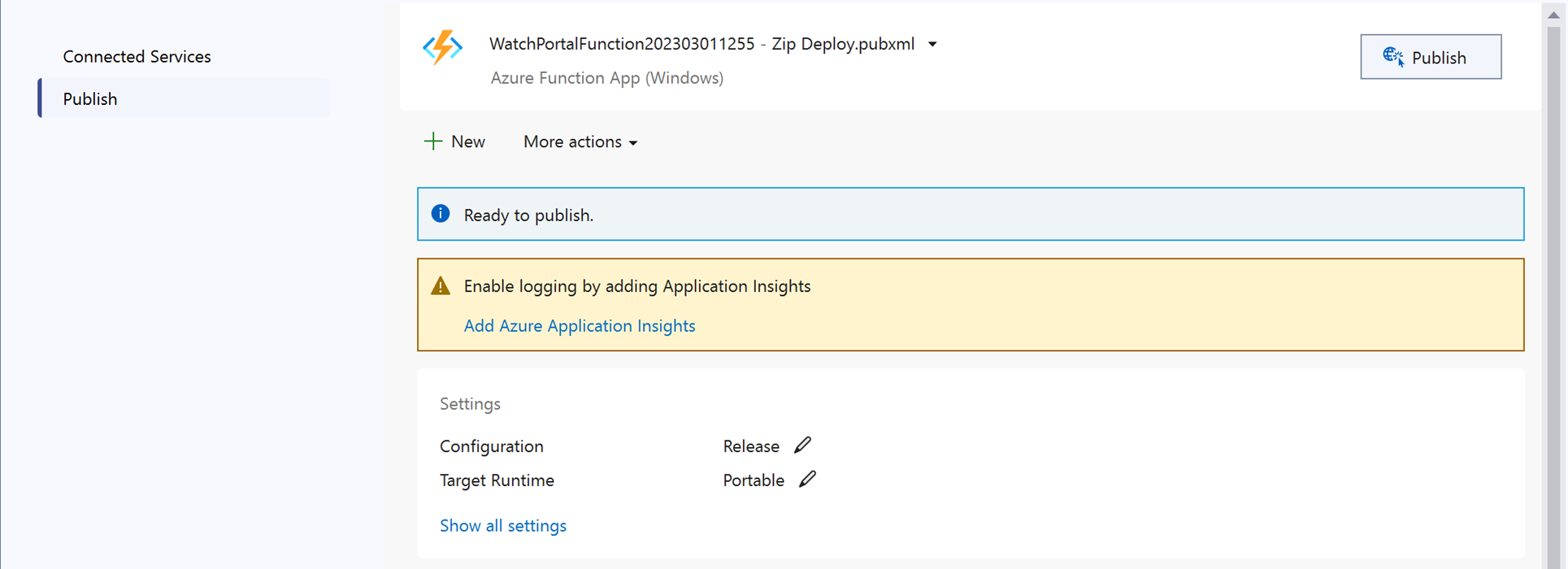 [Screenshot of Visual Studio highlighting Finish.