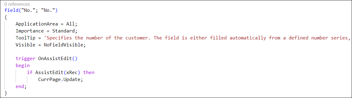 Example of an OnAssistEdit on the Customer Card.