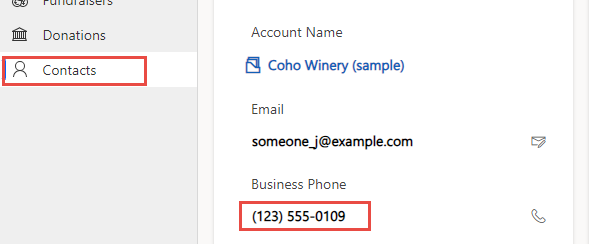 Screenshot of contacts.