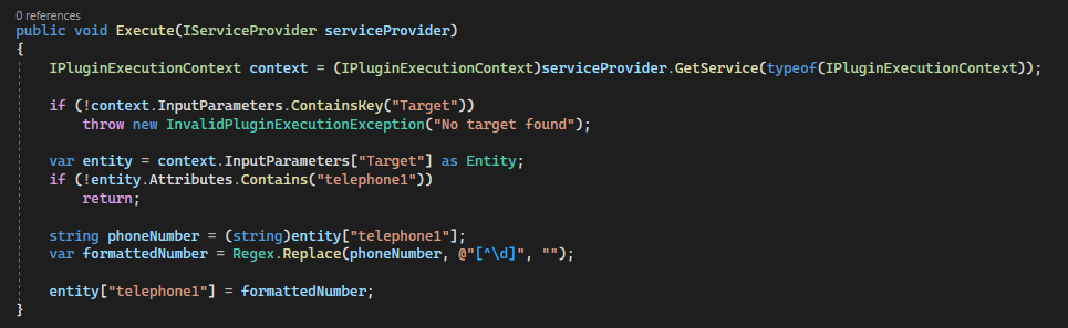 Screenshot of the execute method.
